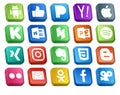 20 Social Media Icon Pack Including gmail. blogger. houzz. css. instagram