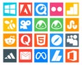 20 Social Media Icon Pack Including gmail. myspace. stumbleupon. browser. html