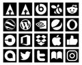 20 Social Media Icon Pack Including google allo. apple. pepsi. dropbox. driver Royalty Free Stock Photo