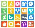 20 Social Media Icon Pack Including google allo. google drive. wattpad. digg. bing