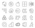 20 Social Media Icon Pack Including google allo. fiverr. car. viddler. air bnb