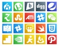 20 Social Media Icon Pack Including google analytics. swift. slack. slideshare. finder
