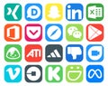20 Social Media Icon Pack Including google duo. adidas. browser. ati. apps