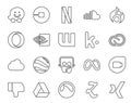 20 Social Media Icon Pack Including google earth. adobe. drupal. cc. kik Royalty Free Stock Photo