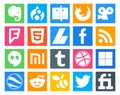 20 Social Media Icon Pack Including google earth. dribbble. adsense. tumblr. hangouts