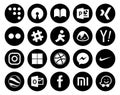 20 Social Media Icon Pack Including google earth. messenger. aim. dribbble. instagram Royalty Free Stock Photo
