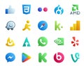 20 Social Media Icon Pack Including google play. yelp. browser. nvidia. forrst
