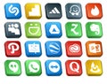 20 Social Media Icon Pack Including hangouts. adobe. zootool. cc. google earth