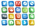 20 Social Media Icon Pack Including hangouts. html. excel. feedburner. houzz Royalty Free Stock Photo