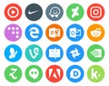 20 Social Media Icon Pack Including hangouts. nvidia. powerpoint. photo. vine