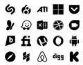 20 Social Media Icon Pack Including houzz. safari. dribbble. android. utorrent