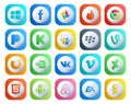 20 Social Media Icon Pack Including html. video. blackberry. vimeo. nvidia