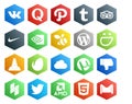 20 Social Media Icon Pack Including icloud. player. nvidia. media. smugmug