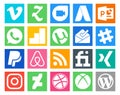 20 Social Media Icon Pack Including instagram. fiverr. utorrent. rss. paypal