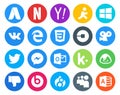 20 Social Media Icon Pack Including kik. messenger. css. tweet. viddler