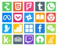 20 Social Media Icon Pack Including kik. wechat. photo. facebook. google analytics