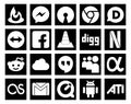 20 Social Media Icon Pack Including lastfm. myspace. media. hangouts. reddit