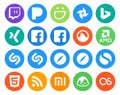 20 Social Media Icon Pack Including lastfm. xiaomi. amd. rss. simple Royalty Free Stock Photo