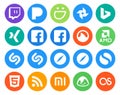 20 Social Media Icon Pack Including lastfm. xiaomi. amd. rss. simple