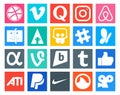 20 Social Media Icon Pack Including like. brightkite. forrst. vine. msn Royalty Free Stock Photo