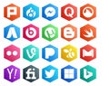 20 Social Media Icon Pack Including mail. gmail. utorrent. swarm. vine