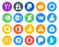 20 Social Media Icon Pack Including mcdonalds. stumbleupon. deviantart. aim. google allo