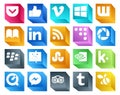 20 Social Media Icon Pack Including messenger. kik. rss. nvidia. finder