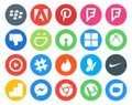 20 Social Media Icon Pack Including messenger. nike. xbox. msn. chat Royalty Free Stock Photo