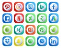 20 Social Media Icon Pack Including messenger. snapchat. adwords. dropbox. utorrent