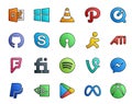 20 Social Media Icon Pack Including messenger. spotify. skype. fiverr. ati