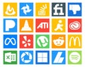 20 Social Media Icon Pack Including meta. cc. pandora. creative cloud. ati