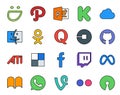 20 Social Media Icon Pack Including meta. facebook. question. delicious. github