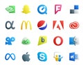 20 Social Media Icon Pack Including meta. opera. adobe. brightkite. viddler Royalty Free Stock Photo