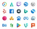 20 Social Media Icon Pack Including meta. stumbleupon. facebook. dribbble. bing