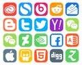 20 Social Media Icon Pack Including microsoft access. nvidia. twitter. deviantart. wechat