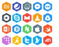 20 Social Media Icon Pack Including microsoft access. player. skype. media. mail