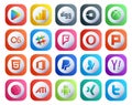 20 Social Media Icon Pack Including msn. office. lastfm. html. opera Royalty Free Stock Photo