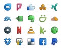 20 Social Media Icon Pack Including netflix. car. nvidia. uber. sound