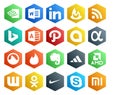 20 Social Media Icon Pack Including nike. wattpad. google allo. amd. evernote