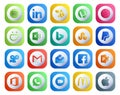 20 Social Media Icon Pack Including office. facebook. stumbleupon. inbox. email