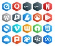 20 Social Media Icon Pack Including open source. video. adsense. vimeo. apps