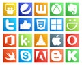 20 Social Media Icon Pack Including opera. player. css. media. kik Royalty Free Stock Photo