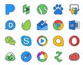 20 Social Media Icon Pack Including opera. video. chrome. windows media player. skype Royalty Free Stock Photo