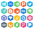 20 Social Media Icon Pack Including overflow. question. blogger. stockoverflow. github
