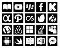 20 Social Media Icon Pack Including overflow. question. lastfm. stockoverflow. air bnb