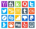 20 Social Media Icon Pack Including paypal. google analytics. swarm. shazam. safari