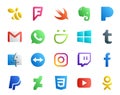 20 Social Media Icon Pack Including paypal. twitch. whatsapp. instagram. finder