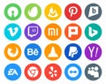 20 Social Media Icon Pack Including paypal. media. xiaomi. vlc. browser Royalty Free Stock Photo
