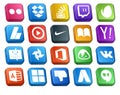 20 Social Media Icon Pack Including photo. search. adsense. yahoo. nike