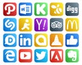 20 Social Media Icon Pack Including player. vlc. search. google allo. disqus